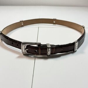 Brighton Belt Womens Small 32 Brown Red Black Croc Skin Leather Western